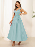Fiora Lane Sky Blue front view wedding guest dress