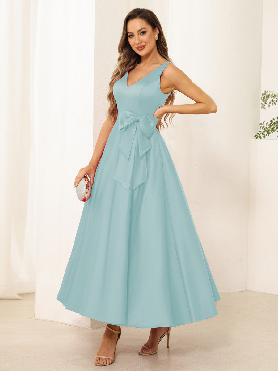 Fiora Lane Sky Blue front view wedding guest dress