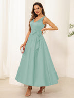Fiora Lane Pool Blue front view wedding guest dress