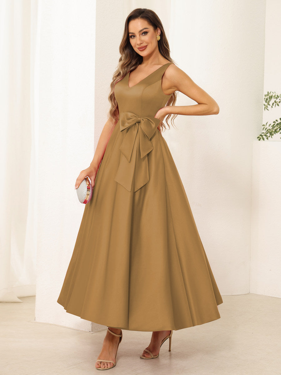 Fiora Lane Gold back view wedding guest dress