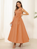 Fiora Lane Orange front view wedding guest dress