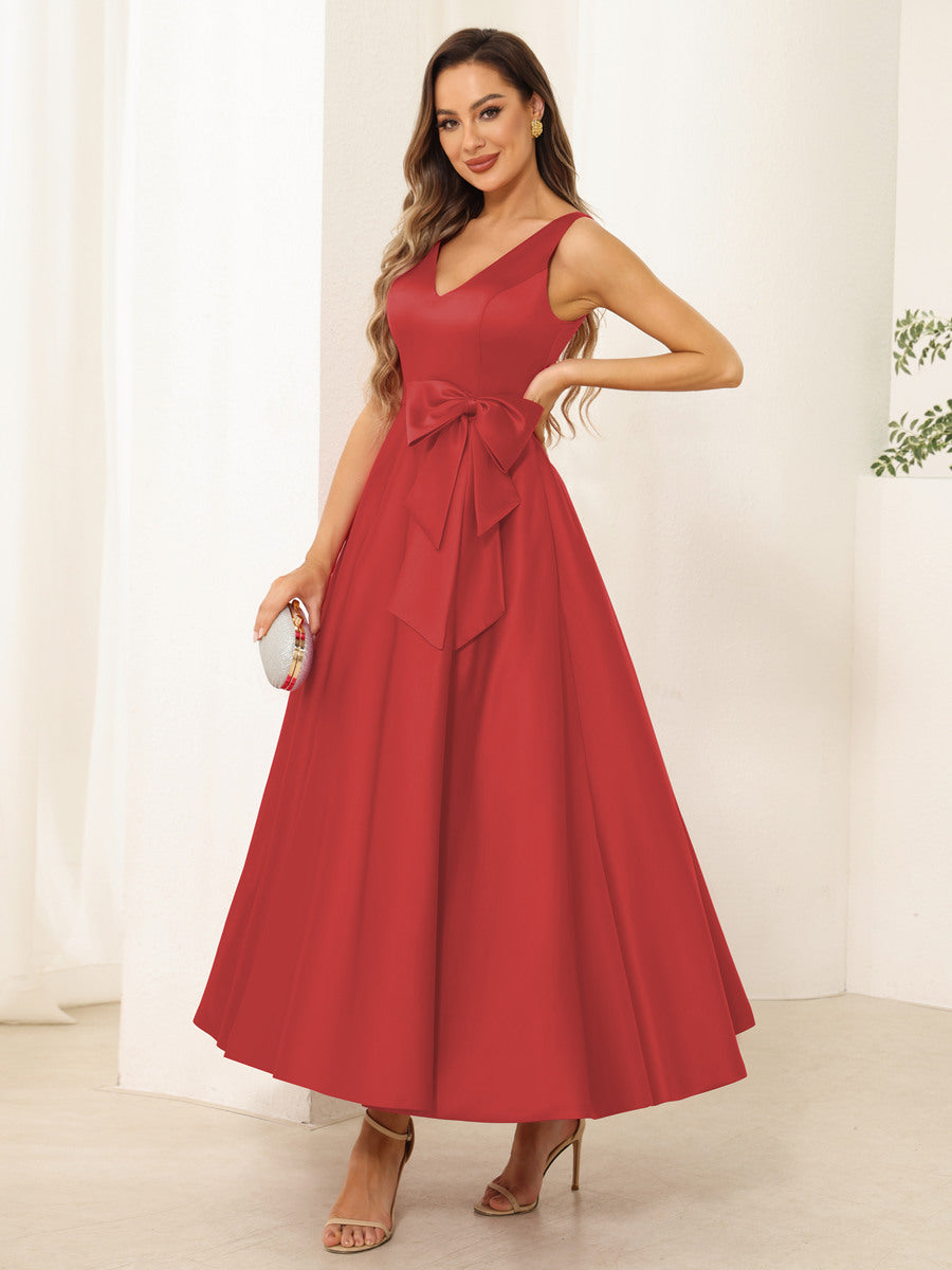 Fiora Lane Red front view wedding guest dress