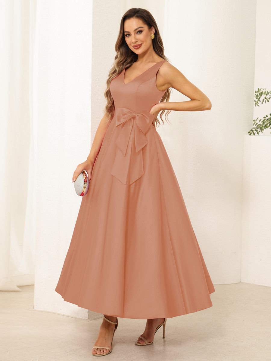 Fiora Lane Coral back view wedding guest dress