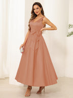 Fiora Lane Coral back view wedding guest dress