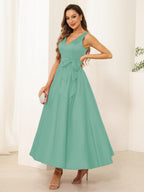 Fiora Lane Pool Blue back view wedding guest dress