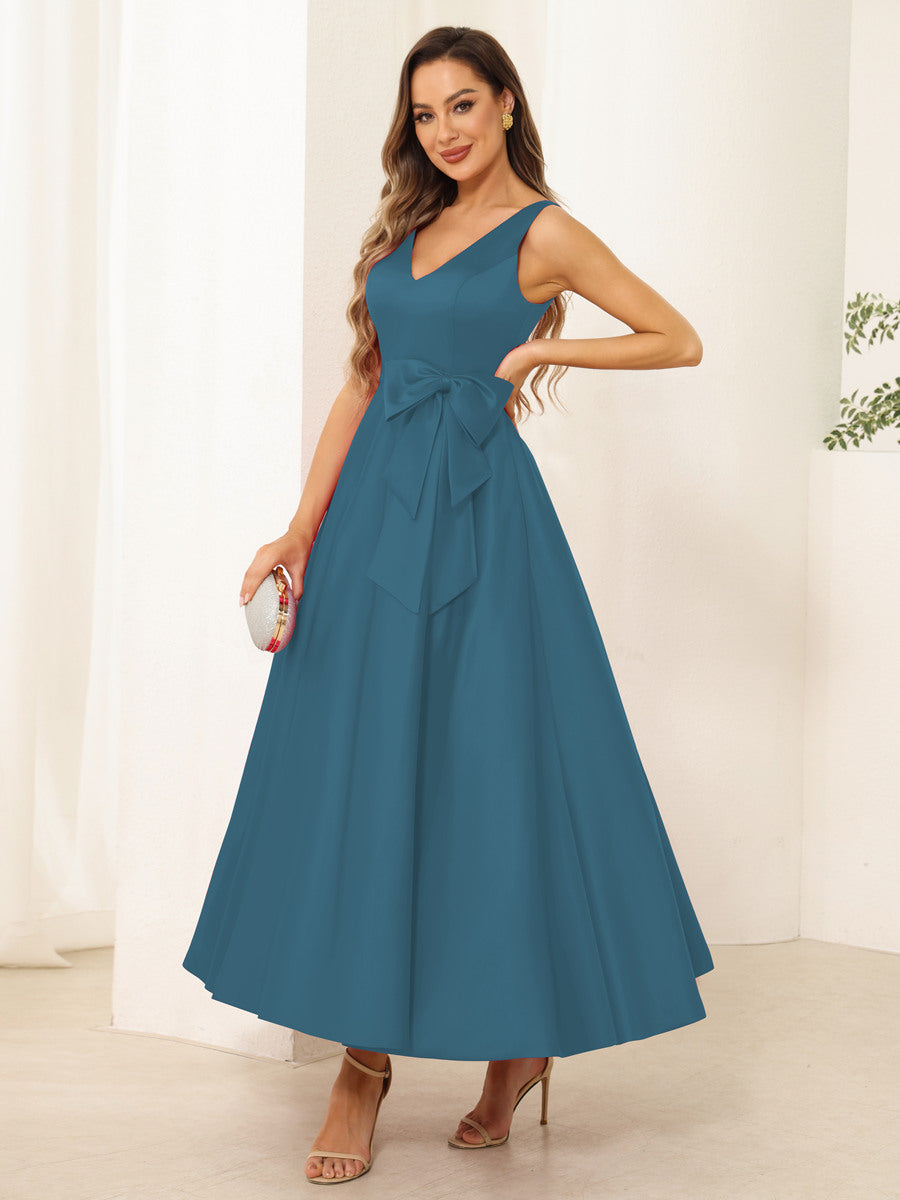 Fiora Lane Teal front view wedding guest dress