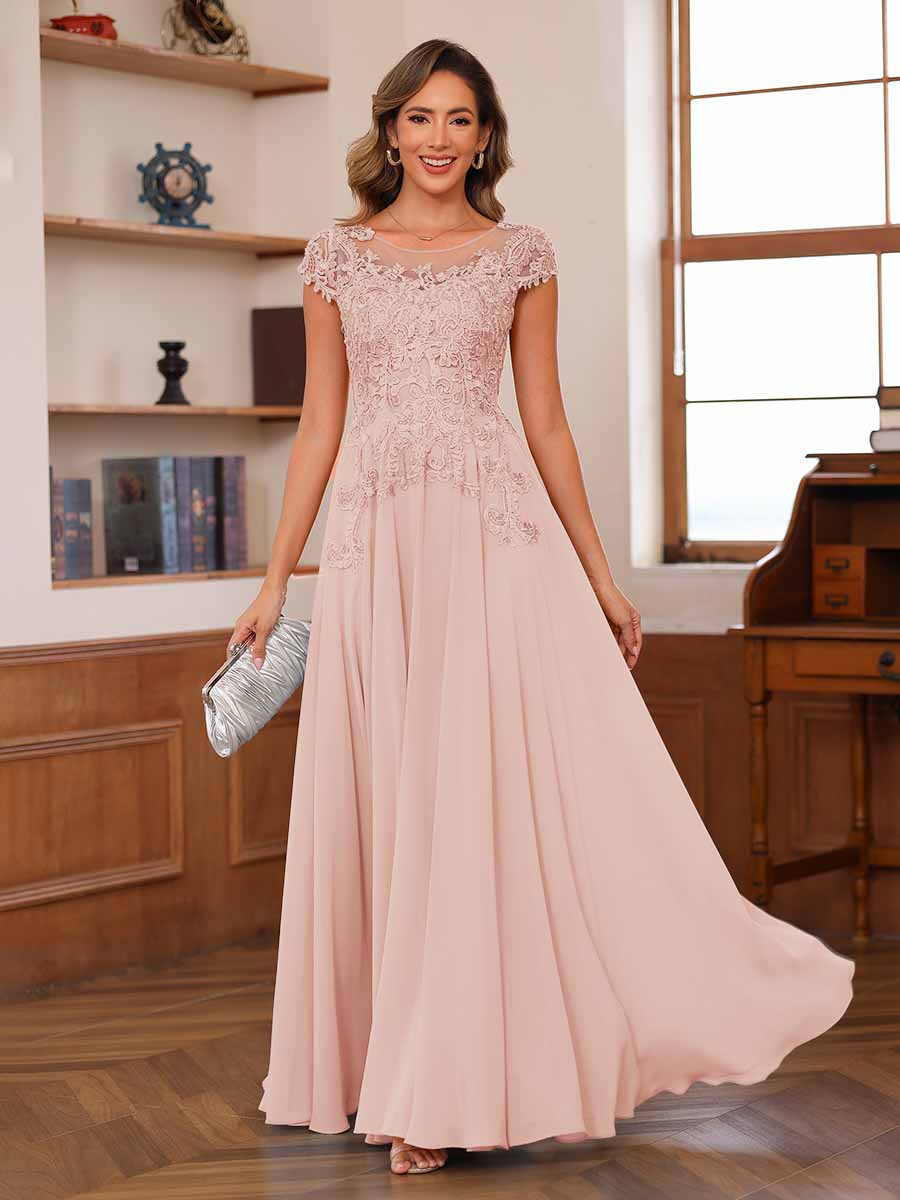 Floriane blush front view mother of the bride dress