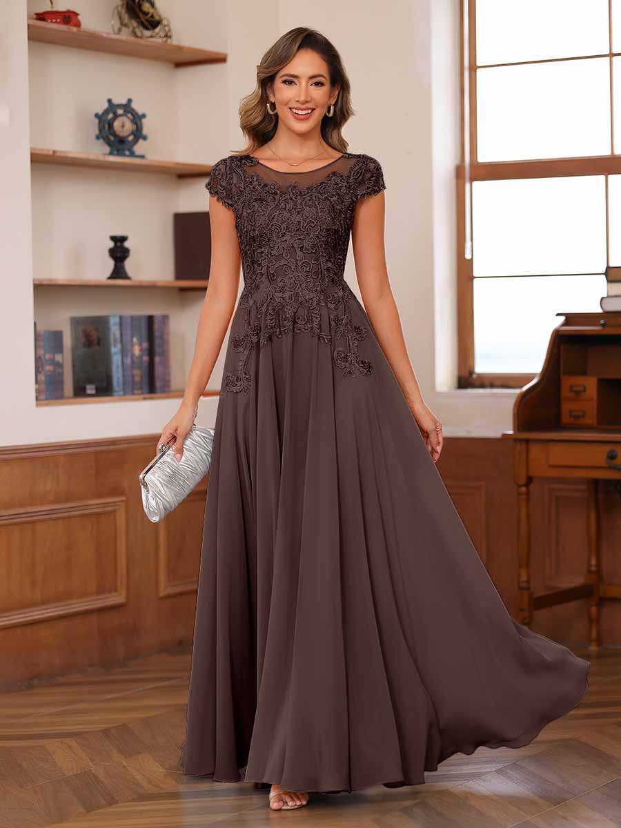 Floriane brown front view mother of the bride dress