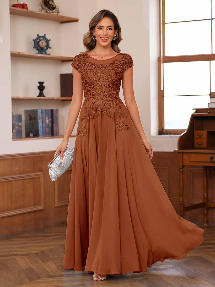 Floriane burnt orange front view mother of the bride dress
