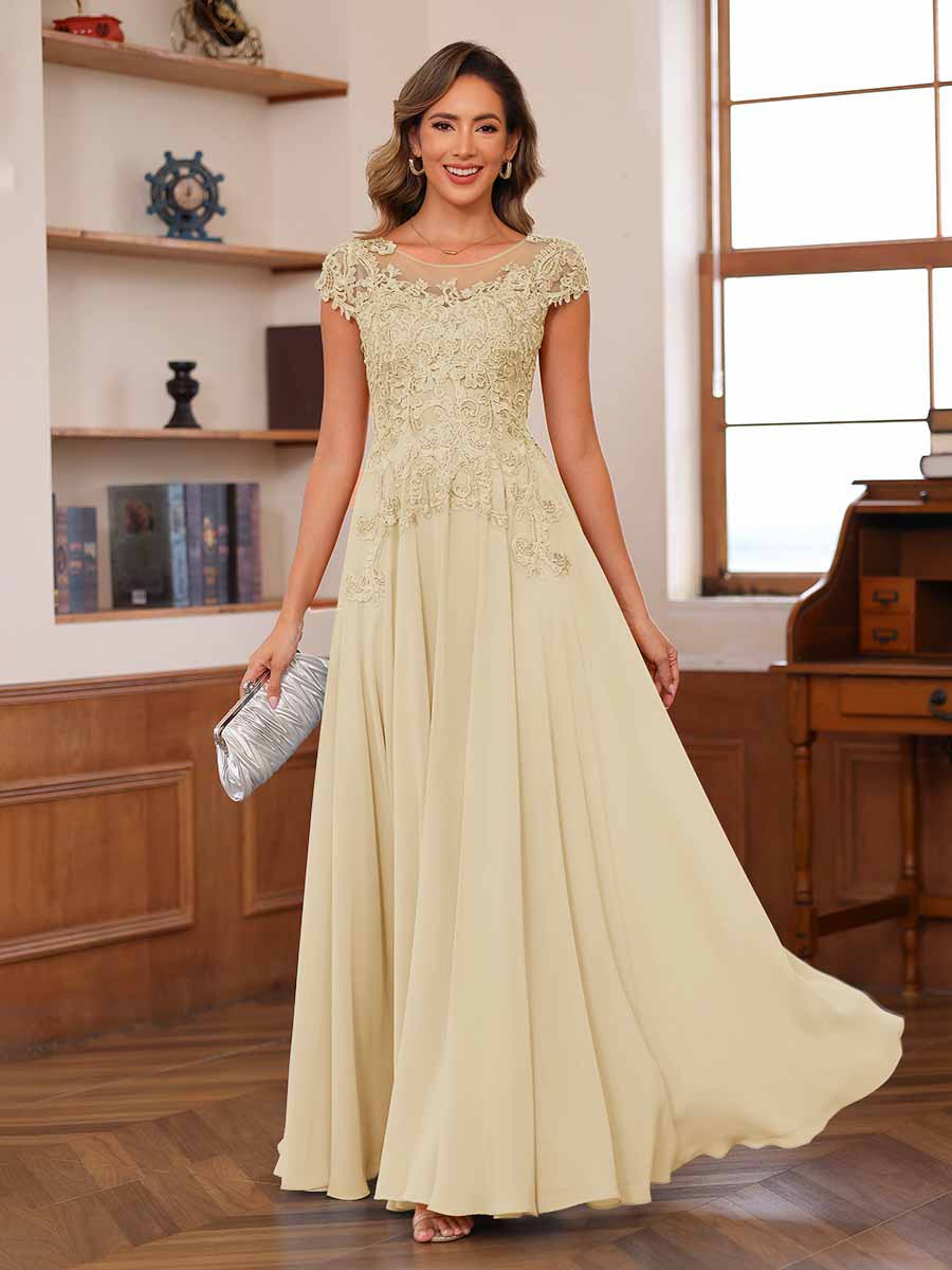 Floriane champagne alternate front view 2 mother of the bride dress