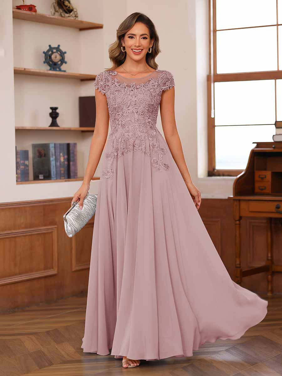 Floriane dusty rose front view mother of the bride dress