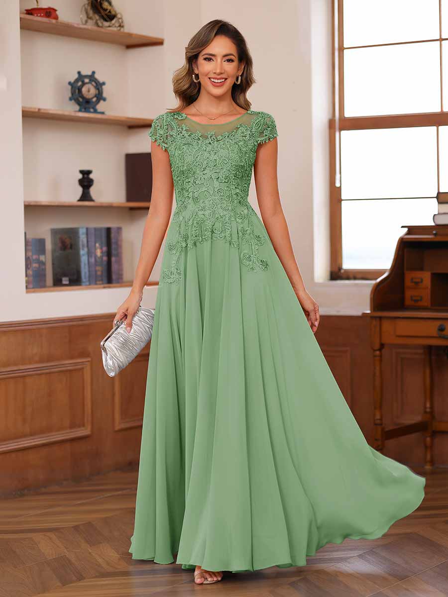 Floriane sage green front view mother of the bride dress
