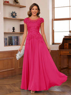 Floriane hot pink front view mother of the bride dress