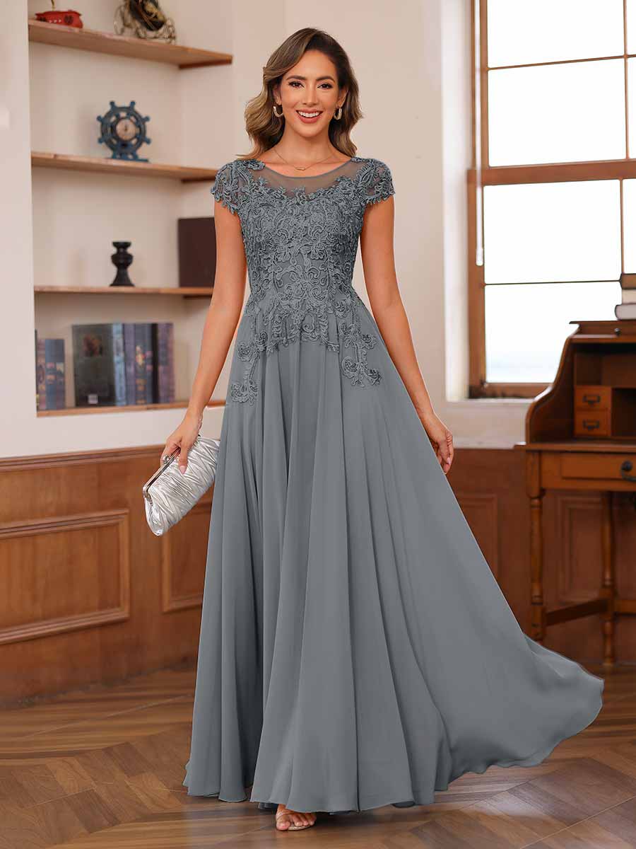 Floriane grey front view mother of the bride dress