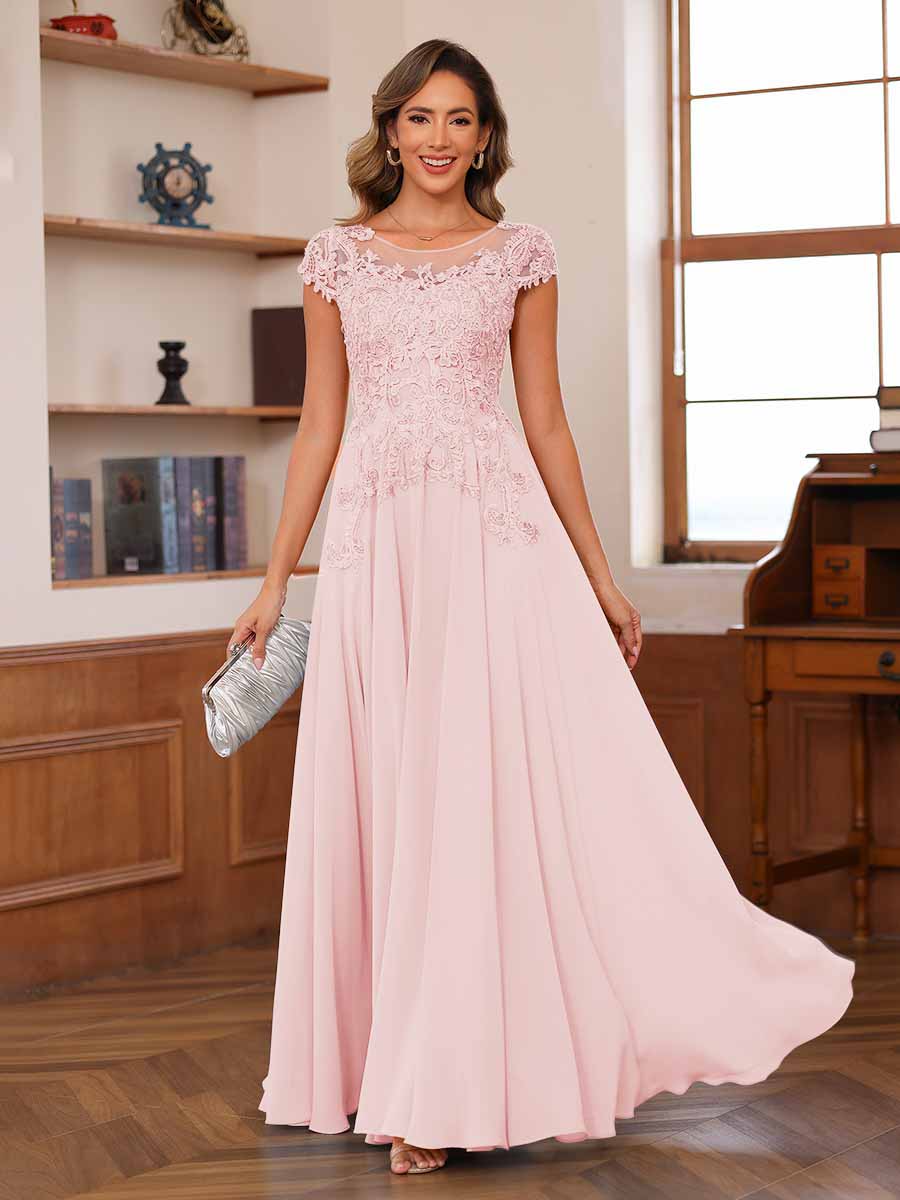 Floriane pearl pink front view mother of the bride dress
