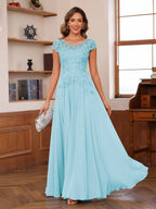 Floriane sky blue alternate front view 2 mother of the bride dress