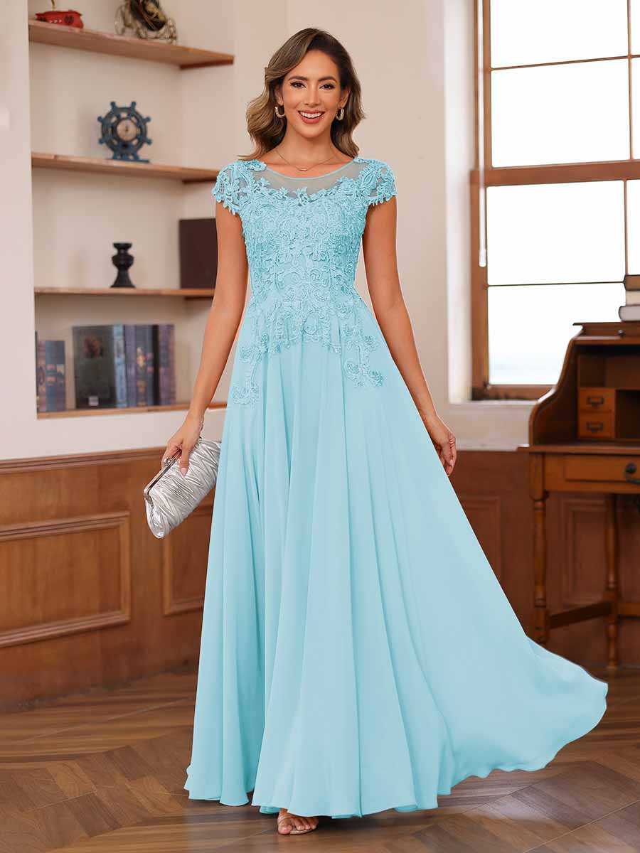 Floriane sky blue alternate front view 2 mother of the bride dress