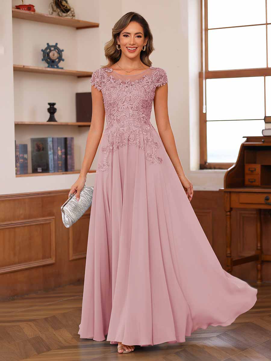 Floriane mauve front view mother of the bride dress