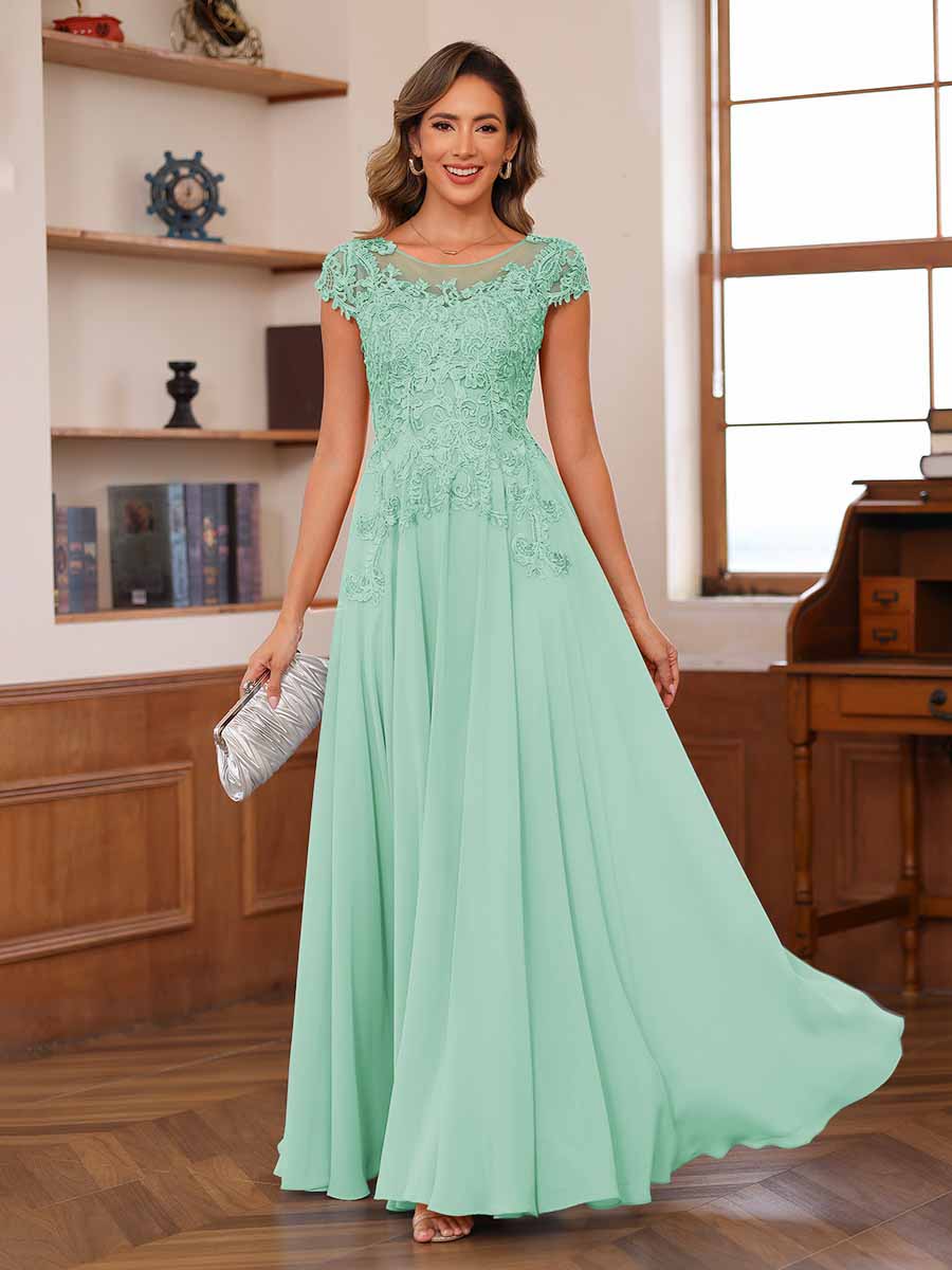 Floriane mint green front view mother of the bride dress