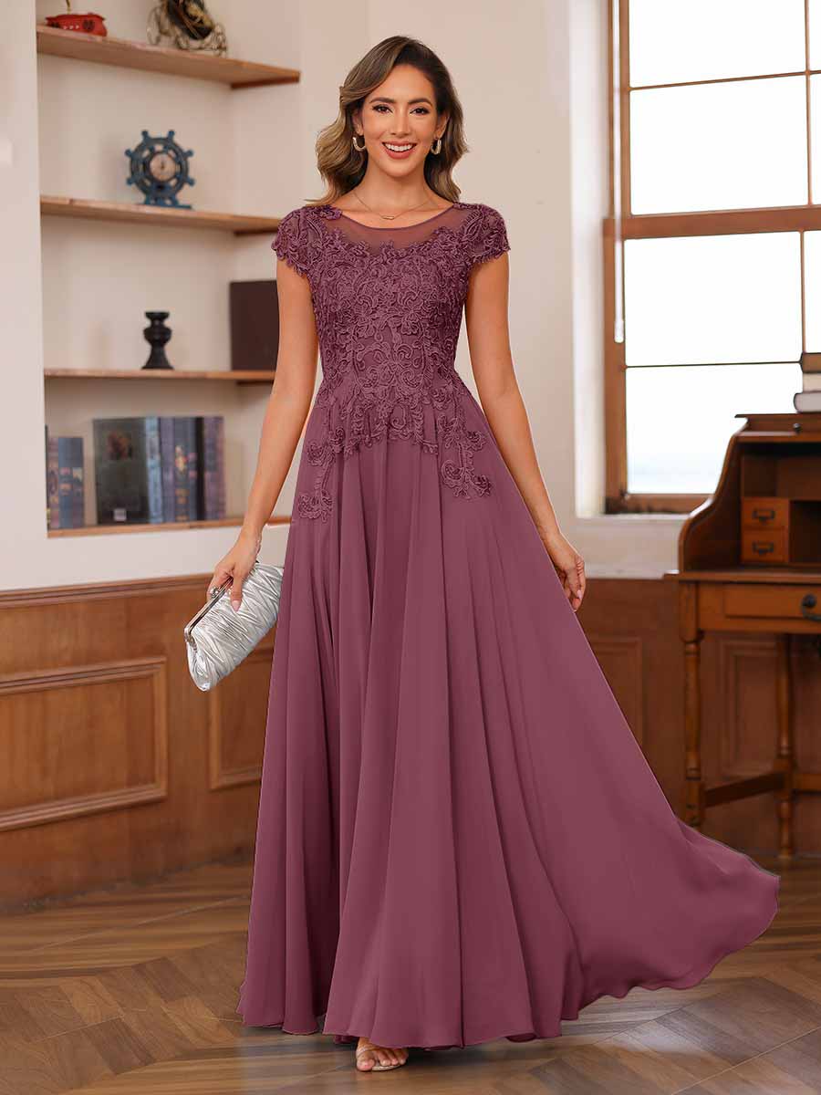 Floriane plum front view mother of the bride dress
