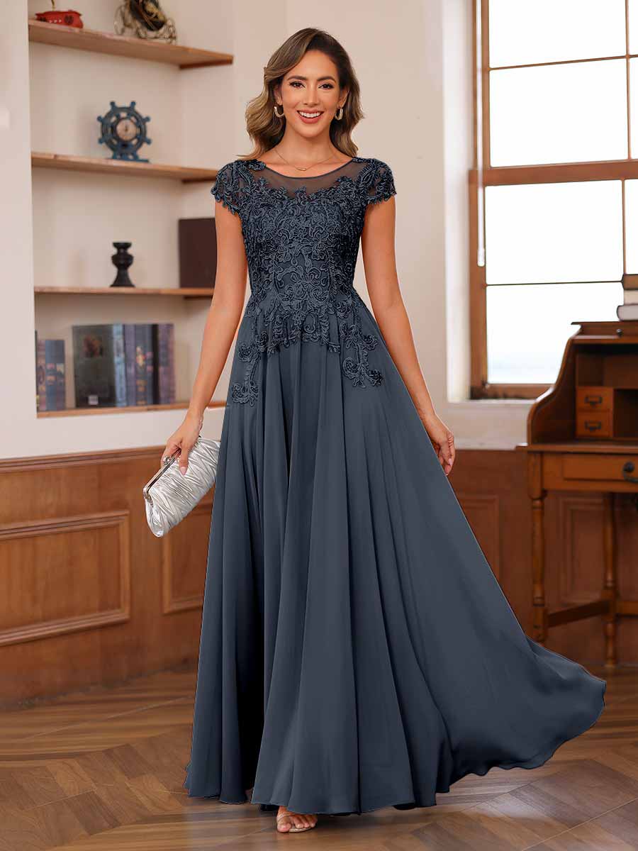 Floriane navy blue front view mother of the bride dress
