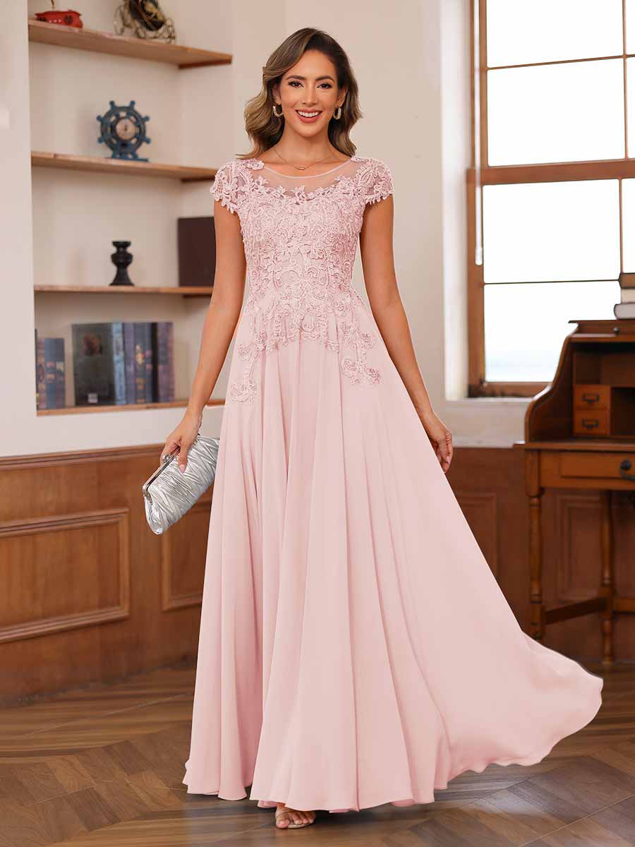 Floriane pearl pink alternate front view 2 mother of the bride dress