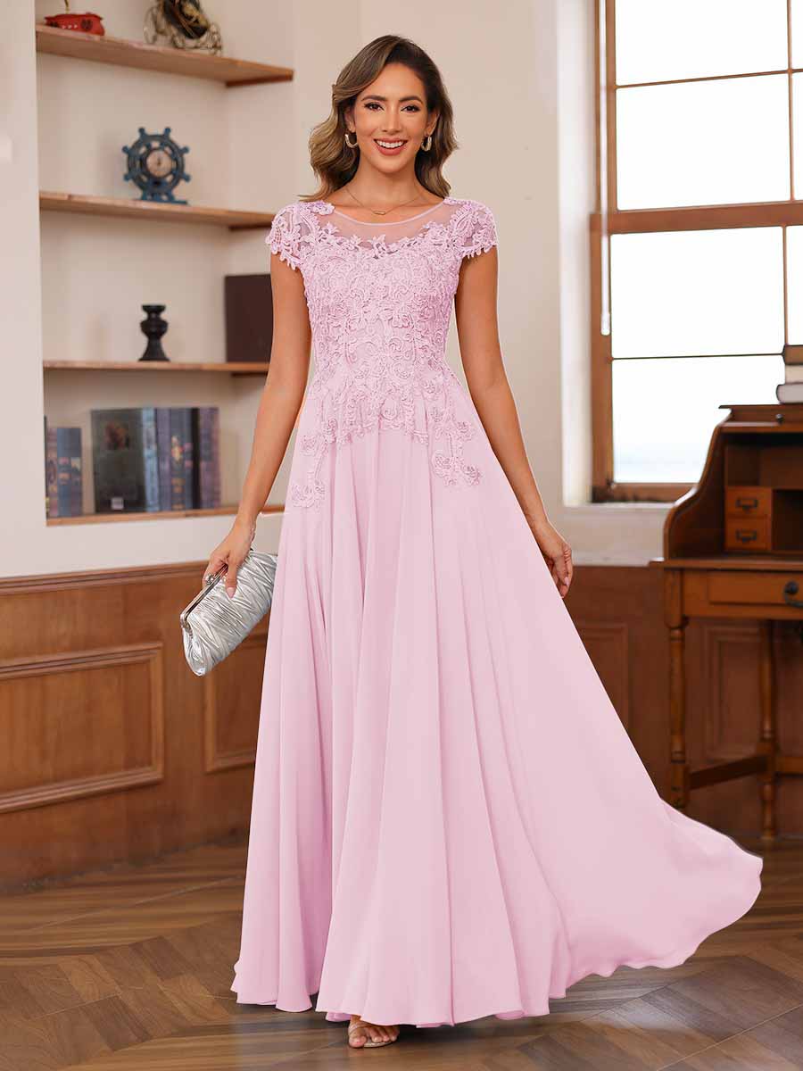 Floriane rose pink front view mother of the bride dress