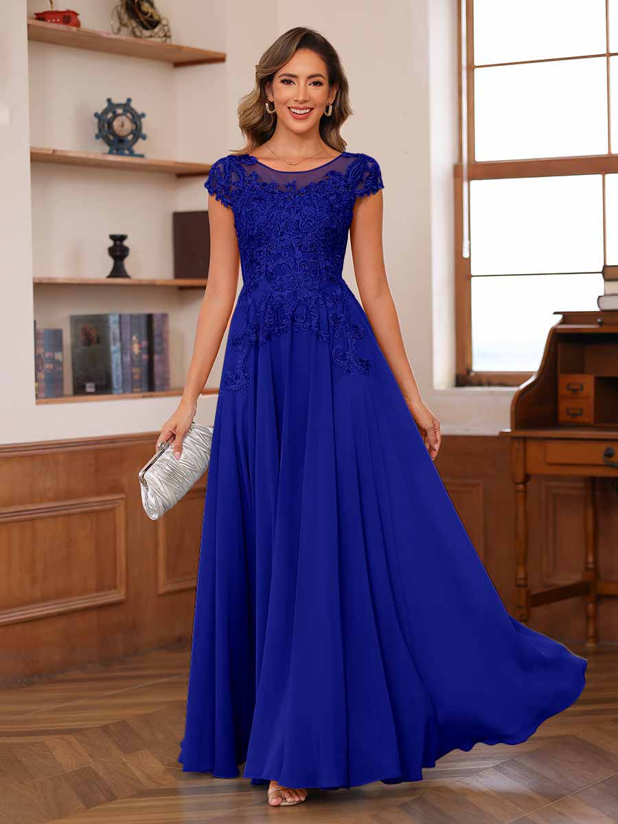 Floriane royal blue alternate front view 3 mother of the bride dress