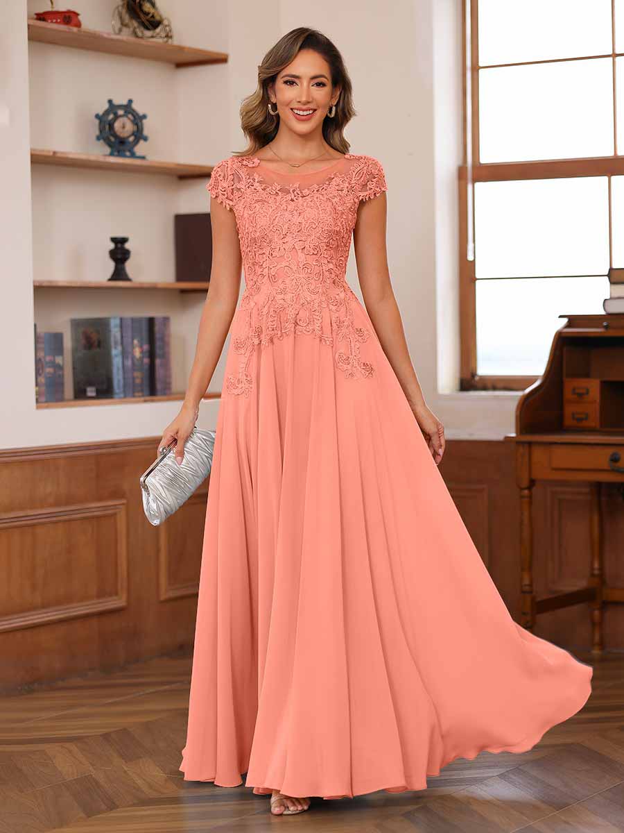 Floriane coral alternate front view 2 mother of the bride dress