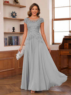 Floriane silver front view mother of the bride dress