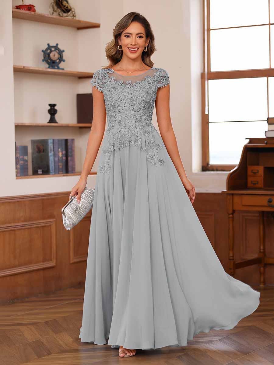 Floriane silver front view mother of the bride dress