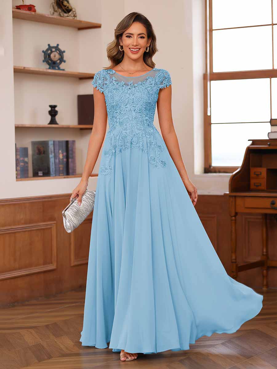 Floriane sky blue alternate front view 3 mother of the bride dress