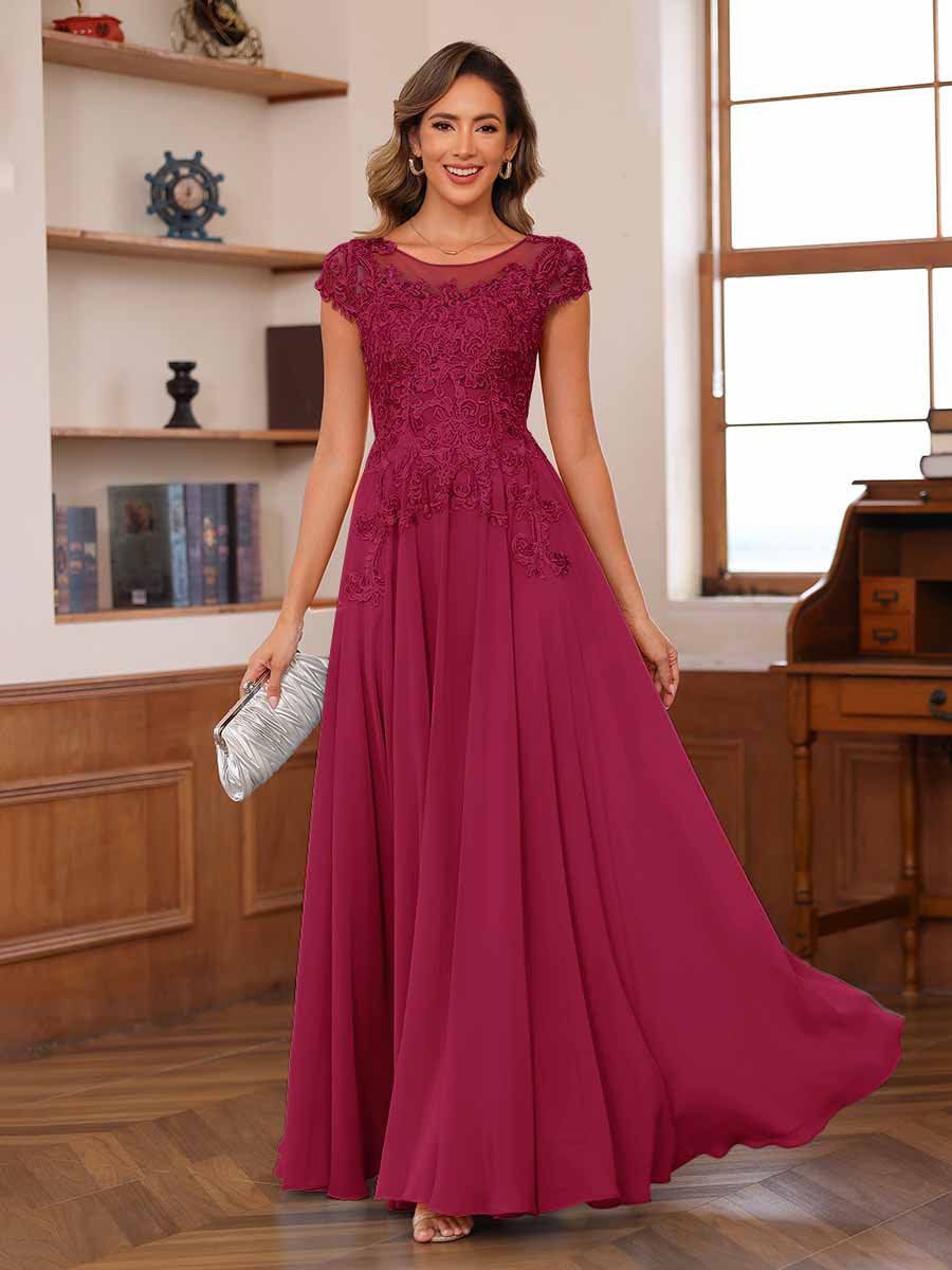 Floriane burgundy alternate front view 3 mother of the bride dress