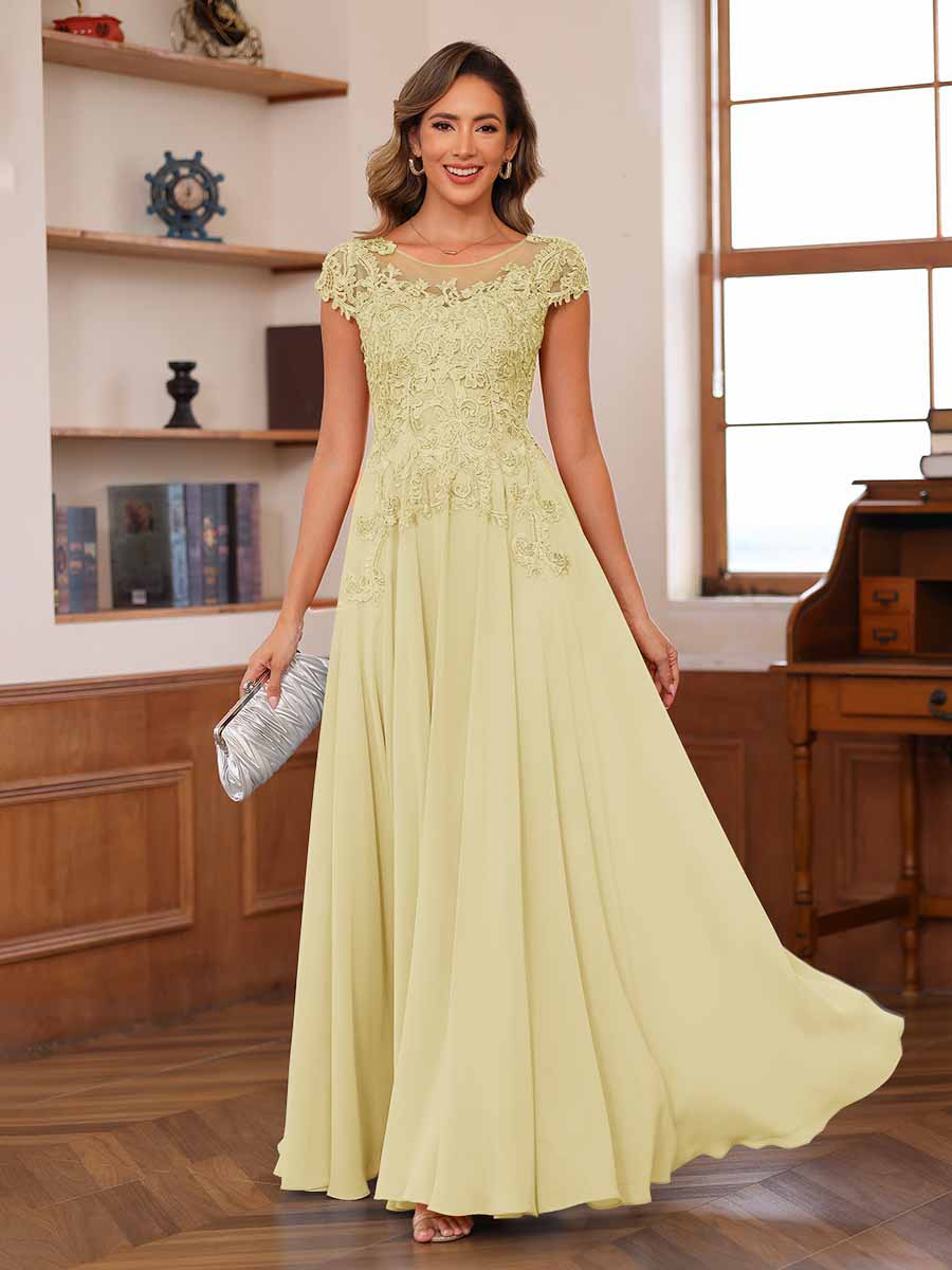 Floriane yellow front view mother of the bride dress