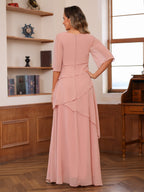 Nadine mauve back view mother of the bride dress