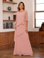 Xiomara Claire Mauve fabric detail mother of the bride dress