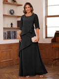 Nadine black front view mother of the bride dress