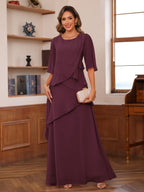 Vallorie Burgundy front view wedding guest dress