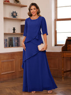 Nadine royal blue front view mother of the bride dress