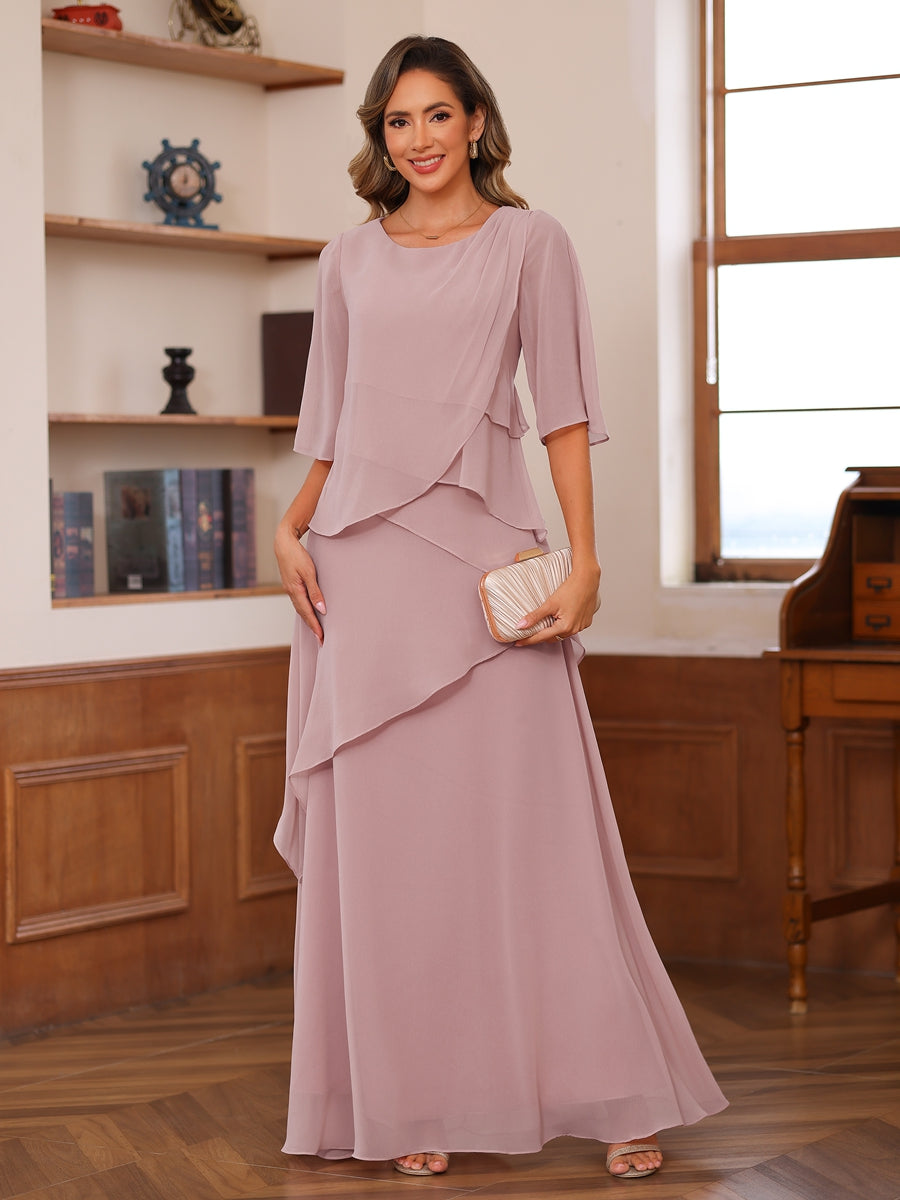 Nadine dusty rose front view mother of the bride dress