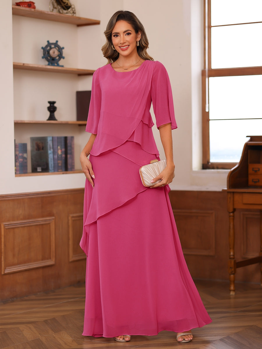 Nadine fuchsia front view mother of the bride dress