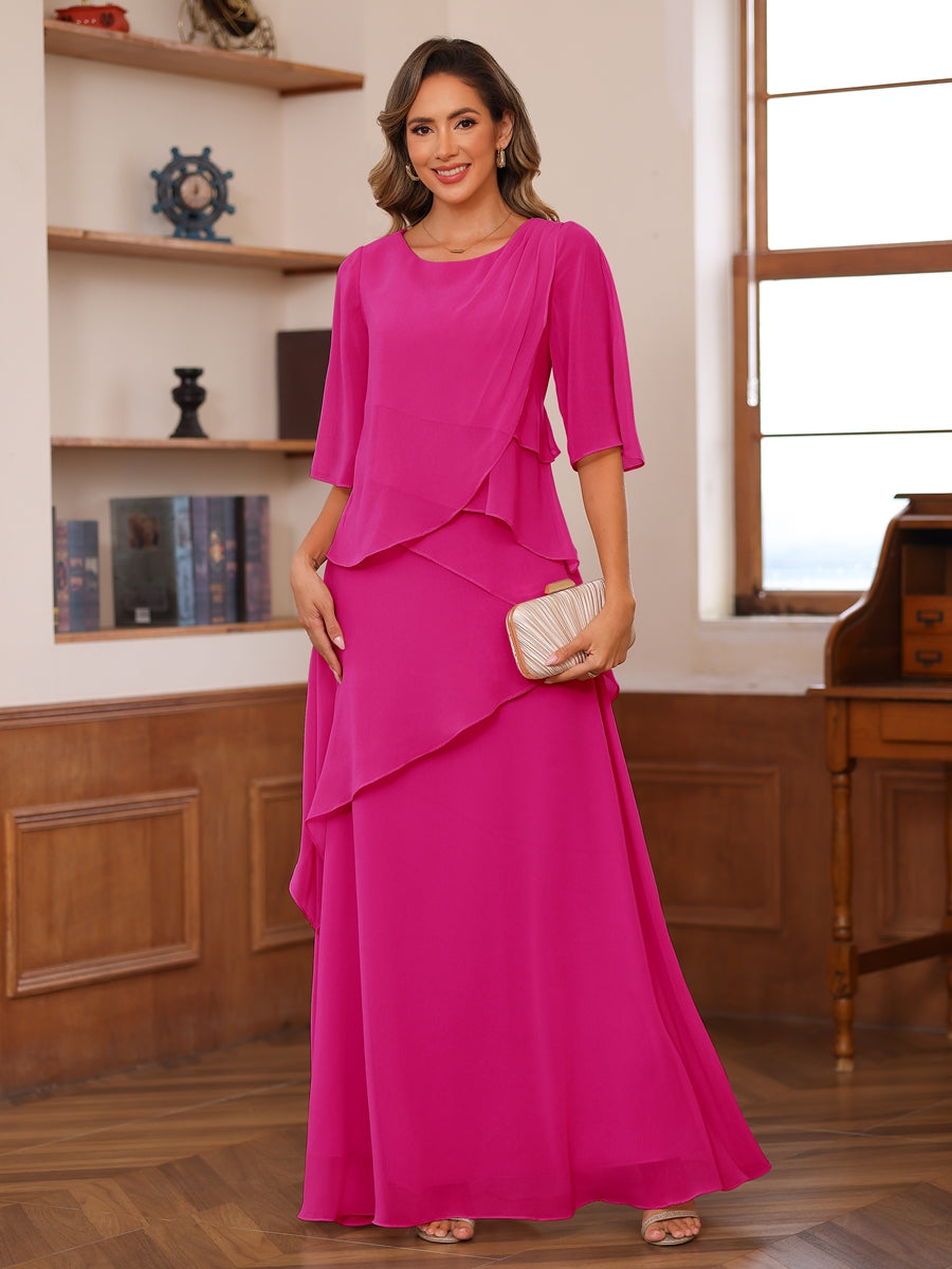 Vallorie Fuchsia back view wedding guest dress