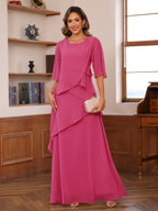 Vallorie Fuchsia front view wedding guest dress