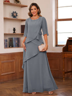 Nadine grey front view mother of the bride dress