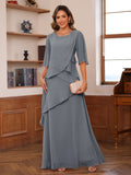 Xiomara Claire Grey front view mother of the bride dress