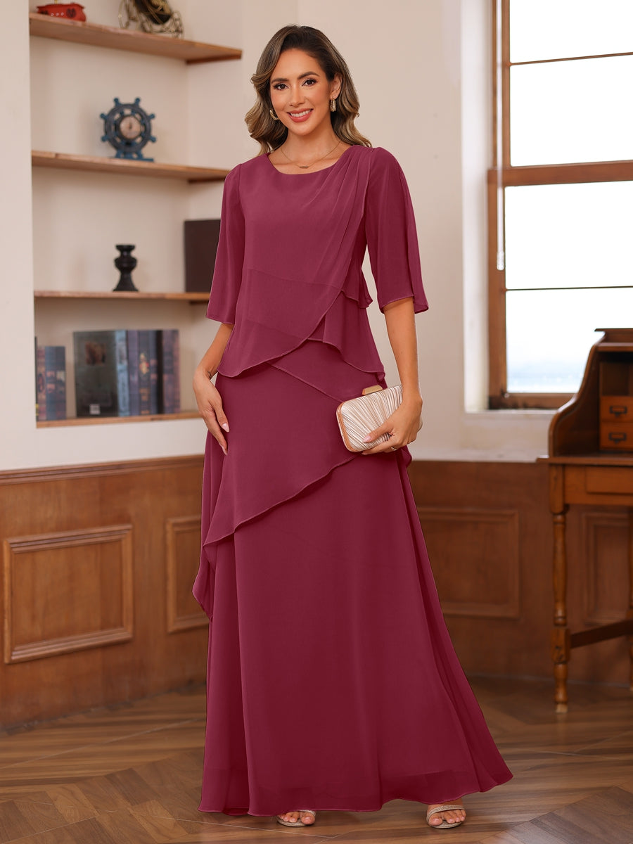 Xiomara Claire Burgundy back view mother of the bride dress