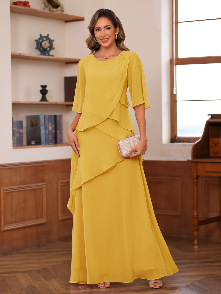 Vallorie Gold back view wedding guest dress