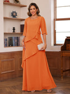 Vallorie Orange front view wedding guest dress