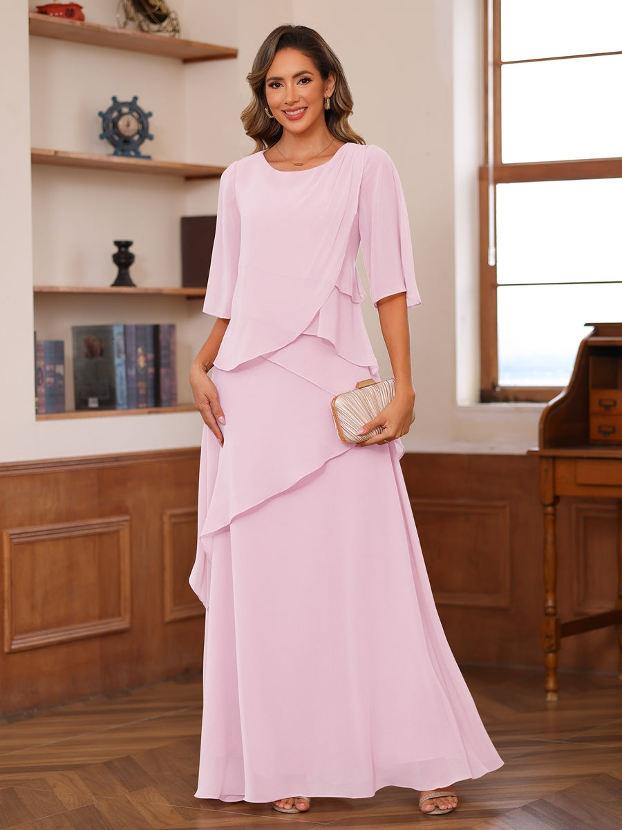 Nadine rose pink front view mother of the bride dress