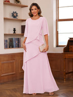 Nadine rose pink front view mother of the bride dress